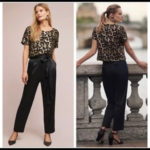 Anthropologie Hutch metallic gold black blouse med